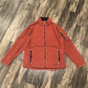 Exofficio Full-Zip Red Fleece Sweater Mock Neck Men's Size M 100% Polyester